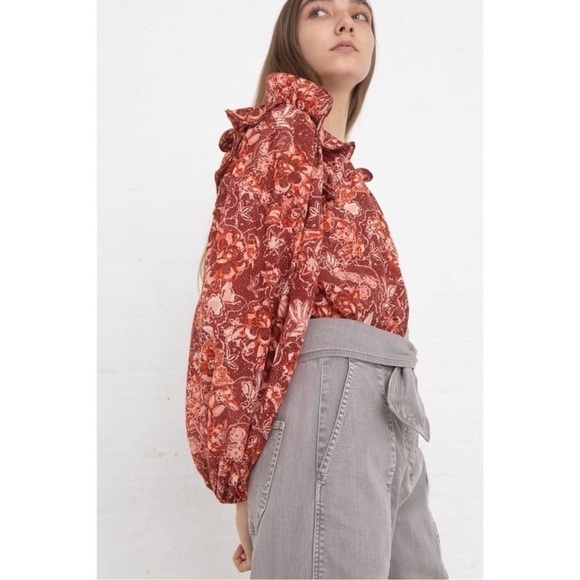 Ulla Johnson Medine Blouse in Coral - Picture 4 of 12